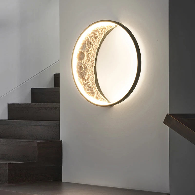 Post-moderne LED Art croissant porche couloir applique chambre salon fond mur lune lampe créative lune décorative - vue 6 sur 9