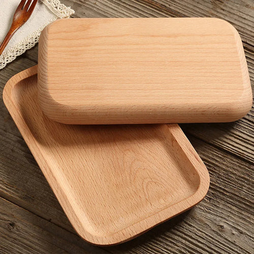 Wood Beech Plate Fruit Plate Oval Pallet trays decorative Candy Rectangular Dessert Dinner Tableware Tray, Kitchen Accessories - vue 6 sur 16