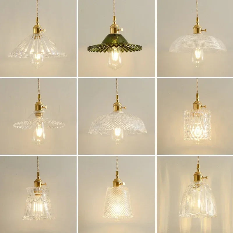 lustre rétro en verre transparent pour restaurants et cafés