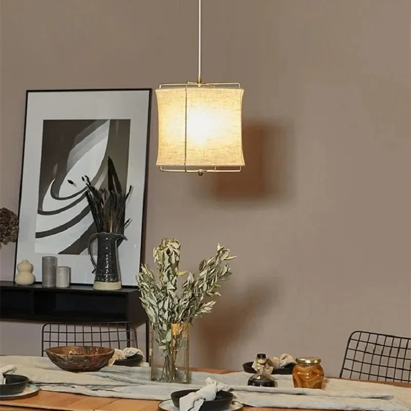 suspension en coton et lin style wabi sabi fait main pour restaurants et hôtels - vue 7 sur 14
