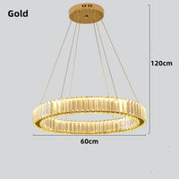lustre moderne en cristal avec anneaux réglables pour décoration intérieure