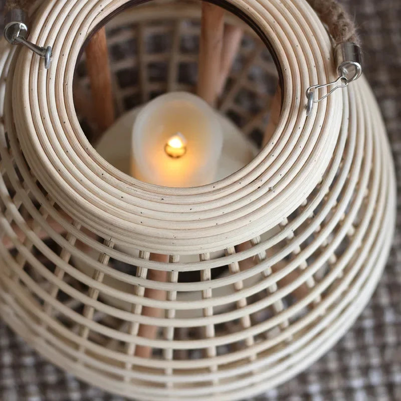 Lampe à vent en rotin avec pieds - vue 11 sur 18