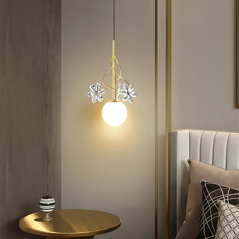 Suspension led en cristal design nordique décorative - vue 3 sur 8
