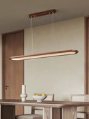 Moderne Pendelleuchte aus Nussbaum für Bar mit dekorativer LED