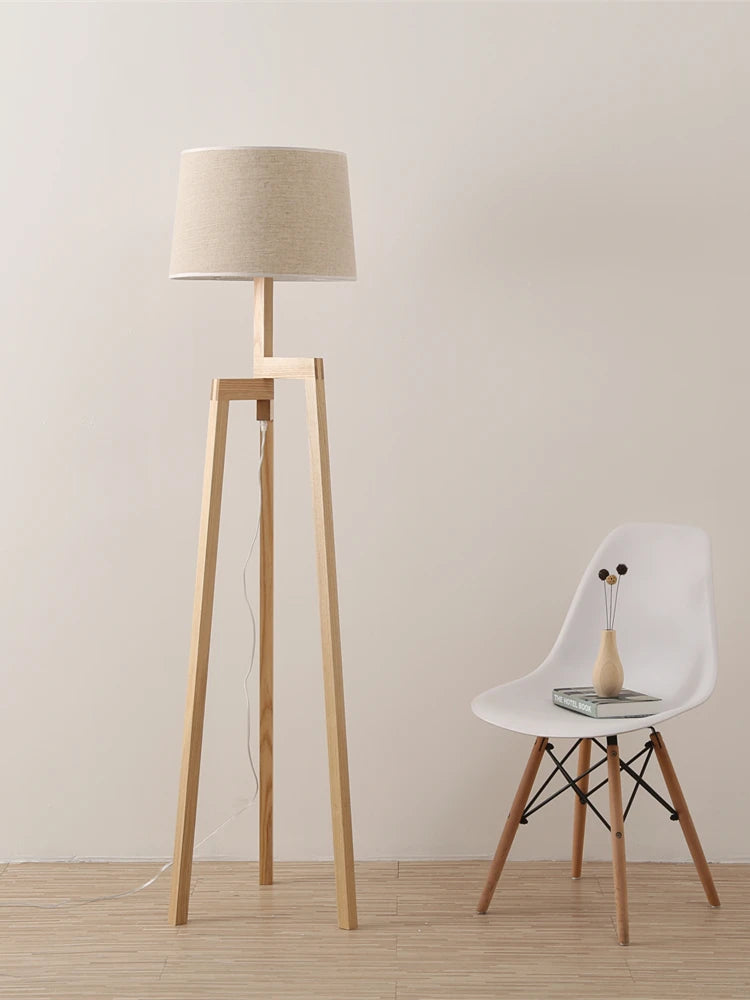 Lampes sur pied pour salon Vintage lampadaire en bois pied pour étude chambre chevet éclairage Led trépied lampe sur pied - vue 4 sur 5