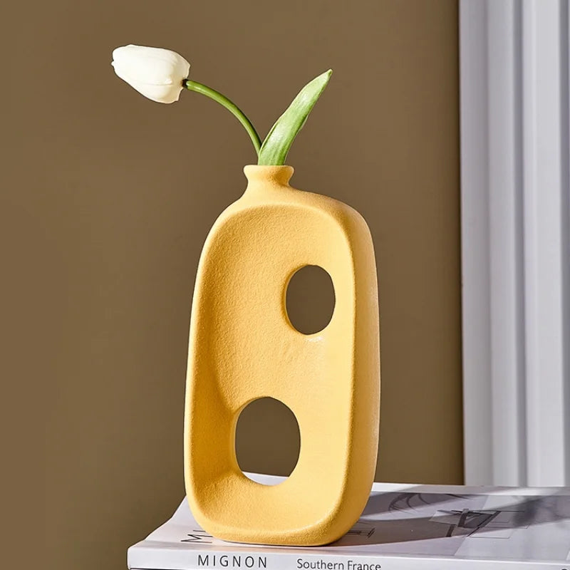 vase ajouré en céramique pour fleurs sèches et décoration intérieure - vue 5 sur 13