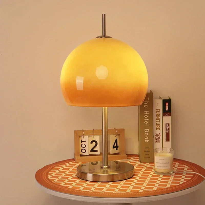 Lampe de Table rétro Vintage en verre champignon Orange - vue 4 sur 8