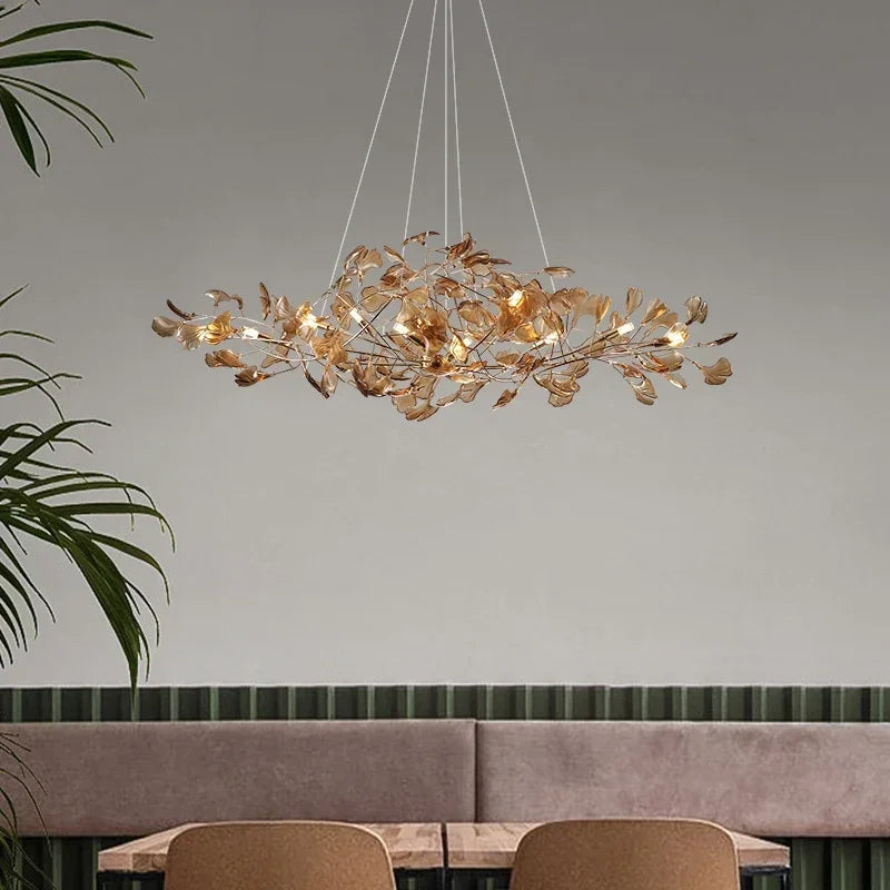 lustre romantique nordique artpad avec feuilles en acrylique pour la maison - vue 6 sur 21