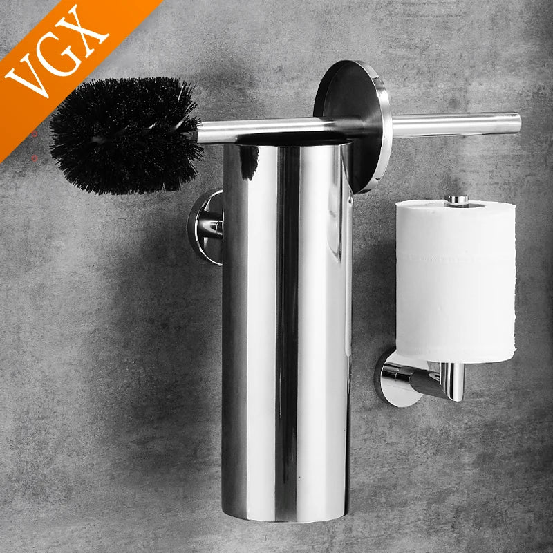 support mural porte-brosse de toilette en acier inoxydable brossé - vue 8 sur 7