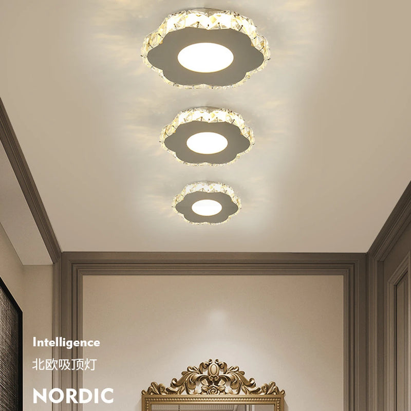 plafonnier led moderne en cristal pour maison et balcon
