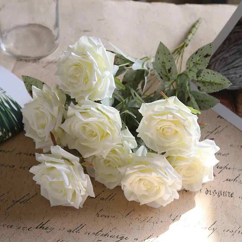 fleurs de roses artificielles bouquet décoration pour la maison et bureau - vue 12 sur 14