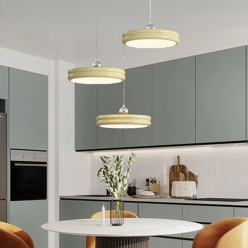 Suspension de luxe moderne dimmable avec abat-jour circulaire en fer - vue 5 sur 18