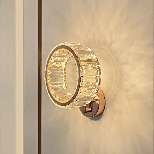 Moderne runde LED-Wandleuchte aus Luxus-Kristall - vue 2 sur 8