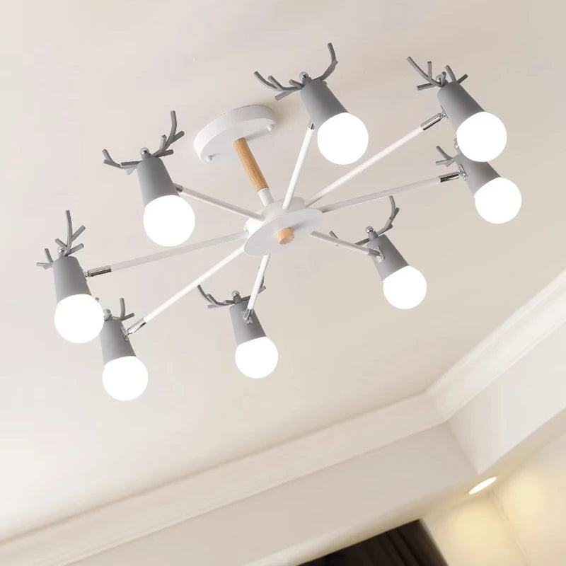 lustre en bois nordique led macaron pour chambre d'enfant - vue 7 sur 12