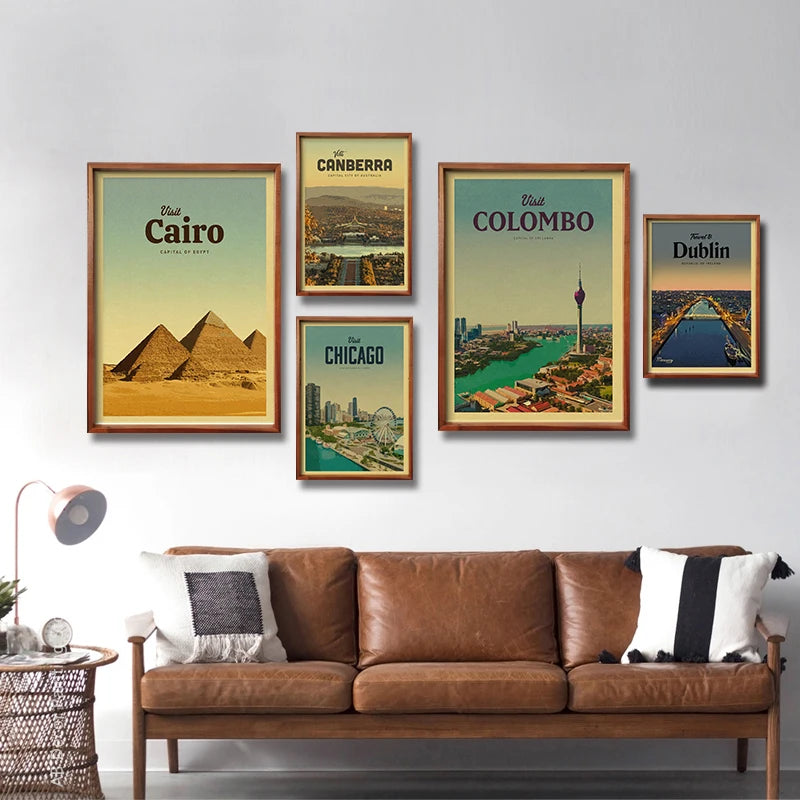 affiche vintage de voyage dans le monde entier