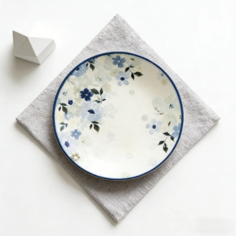 Assiettes ceramique emaillee style floral japonais quotidien - vue 2 sur 6