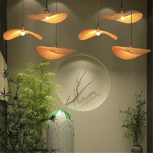 Moderne handgefertigte LED-Pendelleuchten aus Bambus - vue 2 sur 6