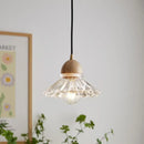 Moderner nordischer LED-Kronleuchter aus Holz und Glas im japanischen Stil