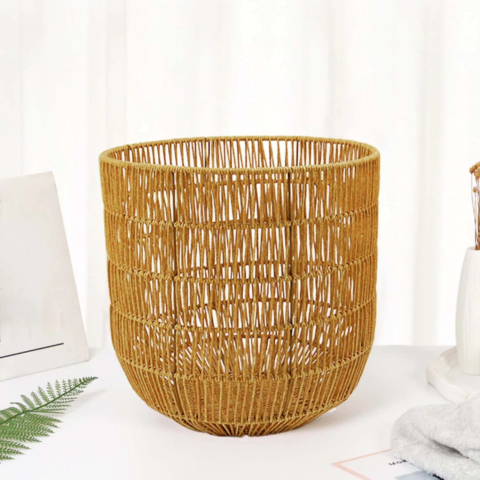 panier tissé imitation rotin pour jouets et linge - vue 8 sur 10
