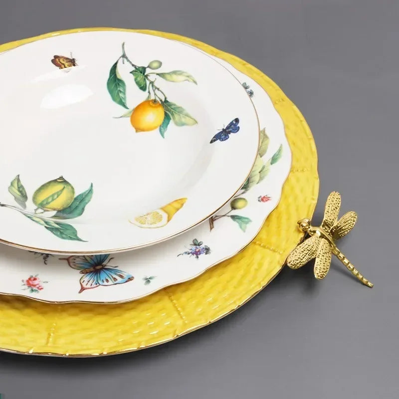 Assiette en céramique style européen motif citron - vue 5 sur 6