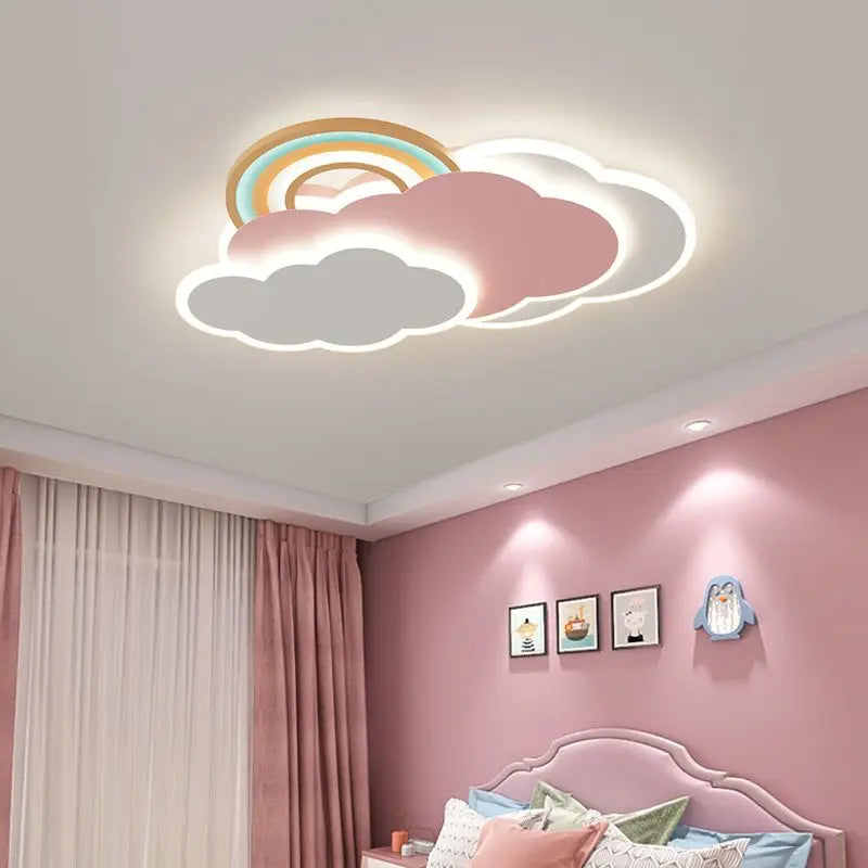 plafonnier nuage arc-en-ciel romantique pour princesse avec télécommande en option - vue 4 sur 8