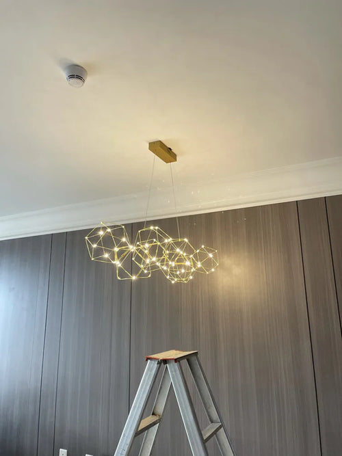 Polygonaler Firefly-Kronleuchter im nordischen Design aus Edelstahl - vue 5 sur 22