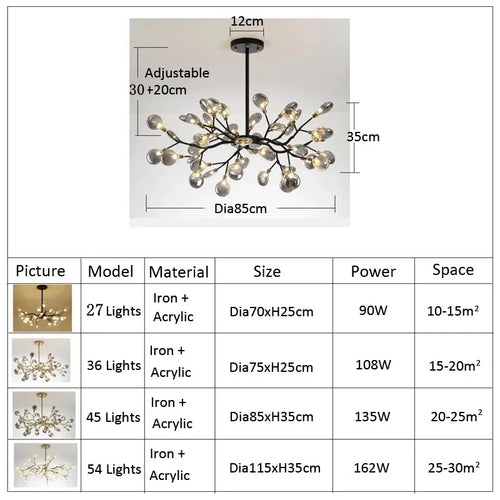 2024 Modern Pendant lights Gold Black tree branch Chandeliers room decor Bedroom Dining Living Room Luster Lamp Home Decoration