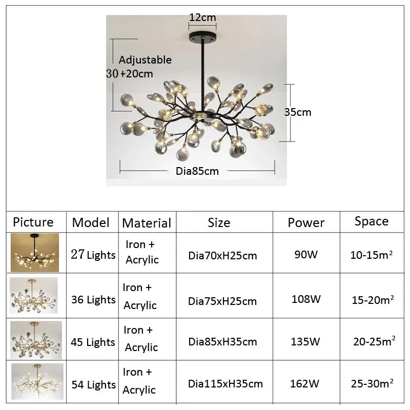 2024 Modern Pendant lights Gold Black tree branch Chandeliers room decor Bedroom Dining Living Room Luster Lamp Home Decoration - vue 7 sur 9