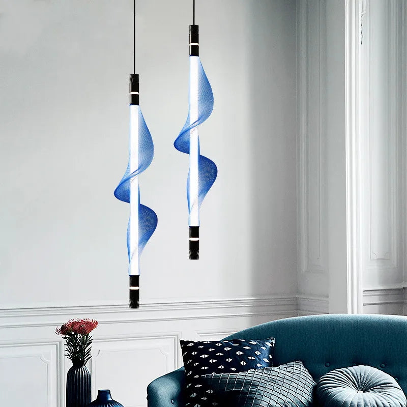 Lustre LED design italien créatif longue bande luminaire - vue 4 sur 18
