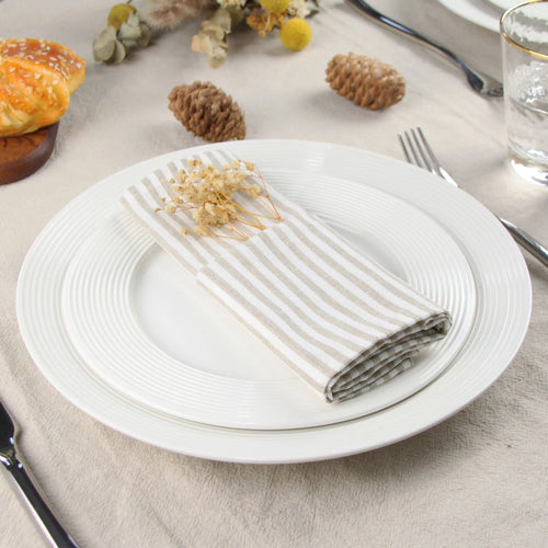 Serviette de table lot 12 lin coton style europe - vue 4 sur 7