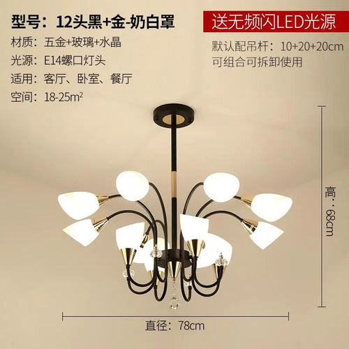 lustre en cristal moderne en cuivre pour éclairage intérieur