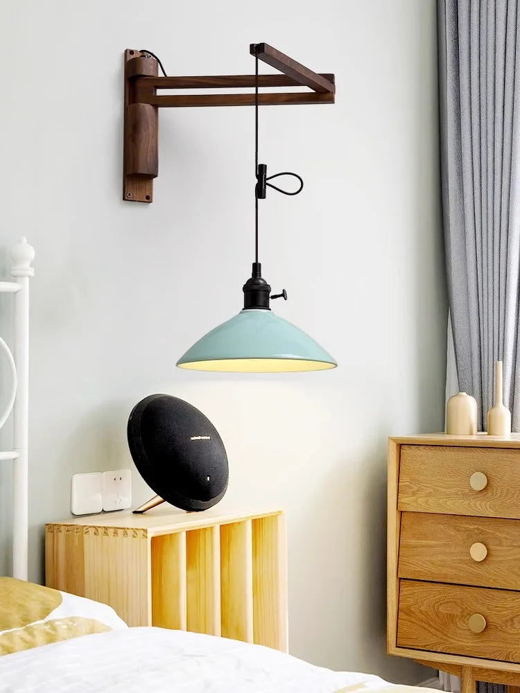 applique murale pliante japonaise en noyer pour un style rétro - vue 5 sur 11