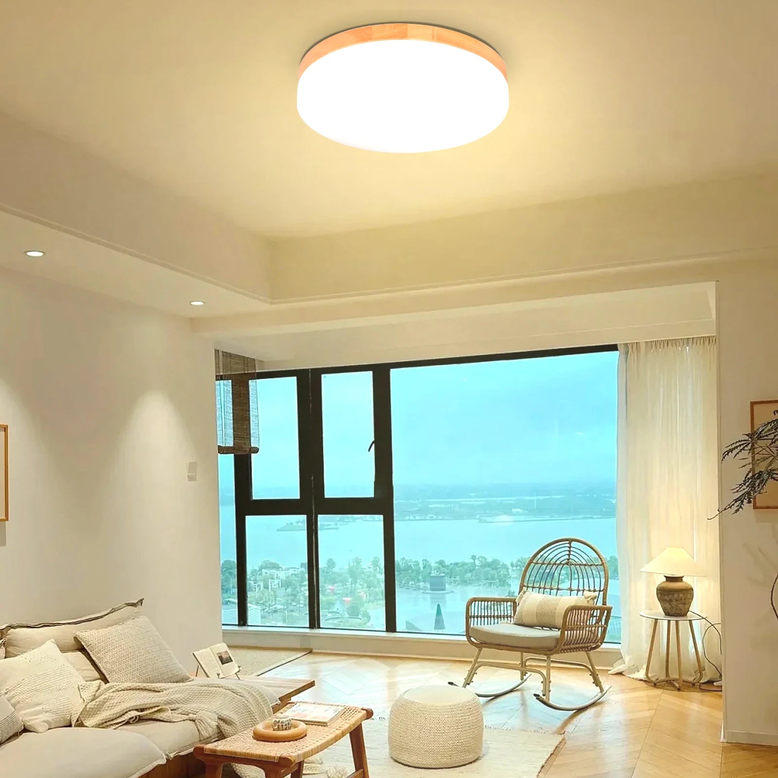 plafonnier led imitation grain de bois pour intérieur - vue 4 sur 8