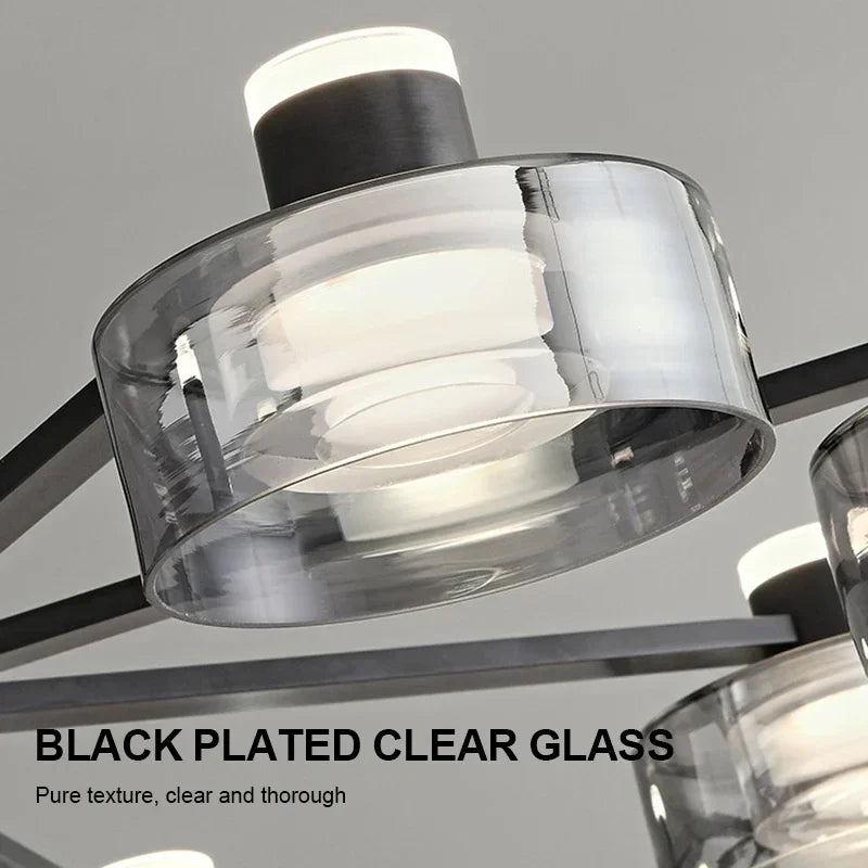 lustre led minimaliste moderne en verre et cuivre - vue 7 sur 15