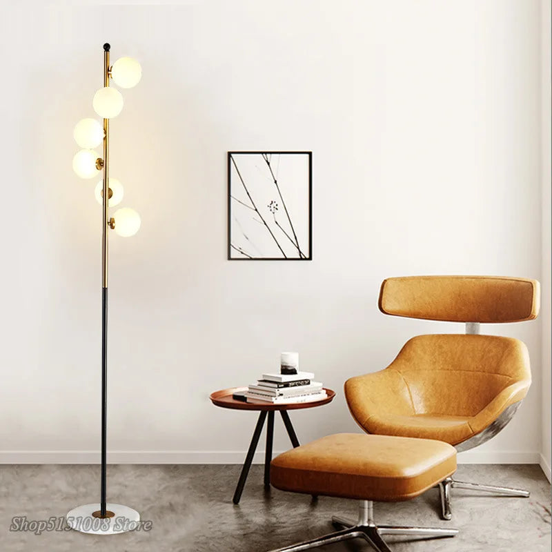 Lampadaire nordique Simple avec boule de verre - vue 2 sur 6