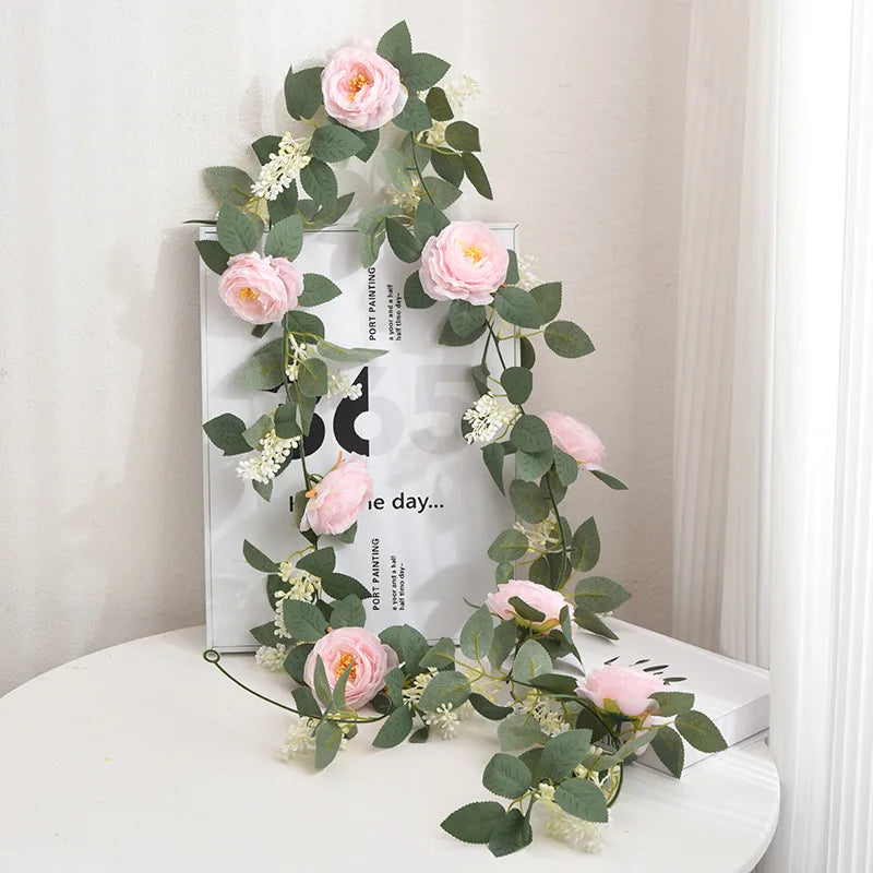soie simulation rose fausse fleur vignes décoratives artificielles - vue 6 sur 11