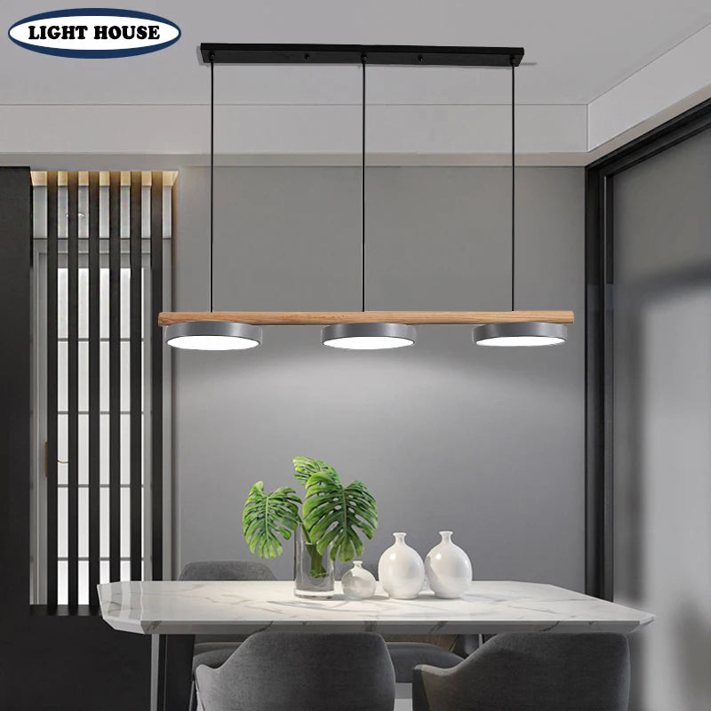 Nordischer Kronleuchter aus Massivholz mit integrierter LED - vue 3 sur 10