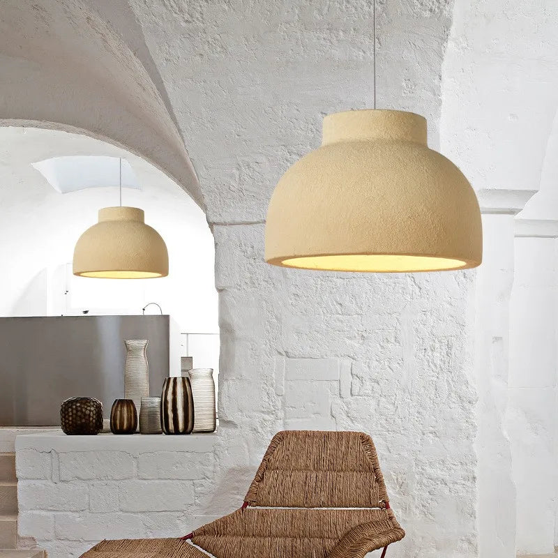 suspension Nordique Wabi Sabi Style Led lumières moderne Style crème vert/jaune E27 - vue 5 sur 12