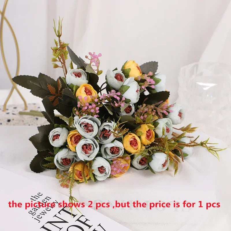fleurs artificielles en soie bouquet de camélia décoratif - vue 11 sur 11