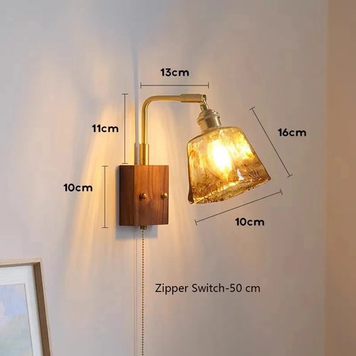 Japanische Vintage-Wandleuchte aus Holz Minimalistische LED-Lampe - vue 12 sur 13