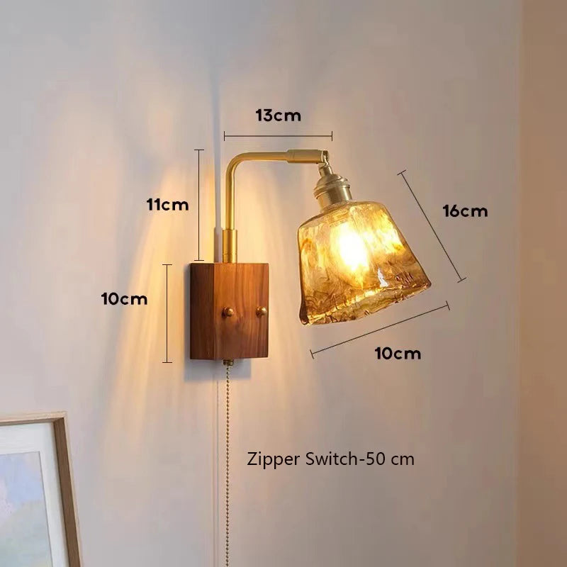 Japanische Vintage-Wandleuchte aus Holz Minimalistische LED-Lampe - vue 11 sur 13
