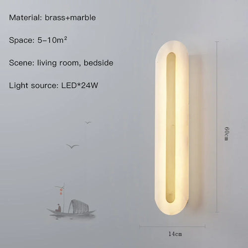 Wandleuchte aus Marmor mit dekorativem LED-Licht für modernes Interieur - vue 13 sur 12