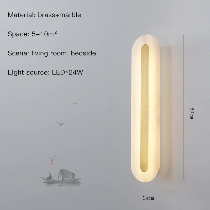 Wandleuchte aus Marmor mit dekorativem LED-Licht für modernes Interieur - vue 12 sur 12