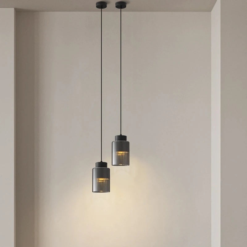suspension nordique en verre transparent et laiton fil réglable