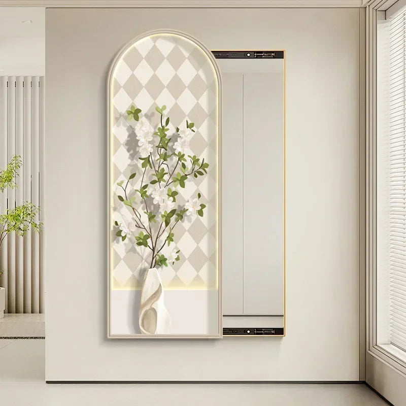 miroir carré nordique décoratif avec cadre floral esthétique - vue 4 sur 9