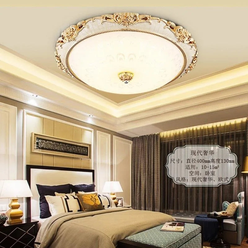 Plafonnier européen rond LED chambre salon lampe balcon allée restaurant décoration verre plafonnier mx10181358 - vue 4 sur 5