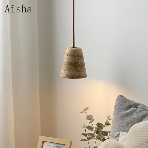Nordische Pendelleuchte aus Stein für elegantes Innenraumlicht - vue 3 sur 7