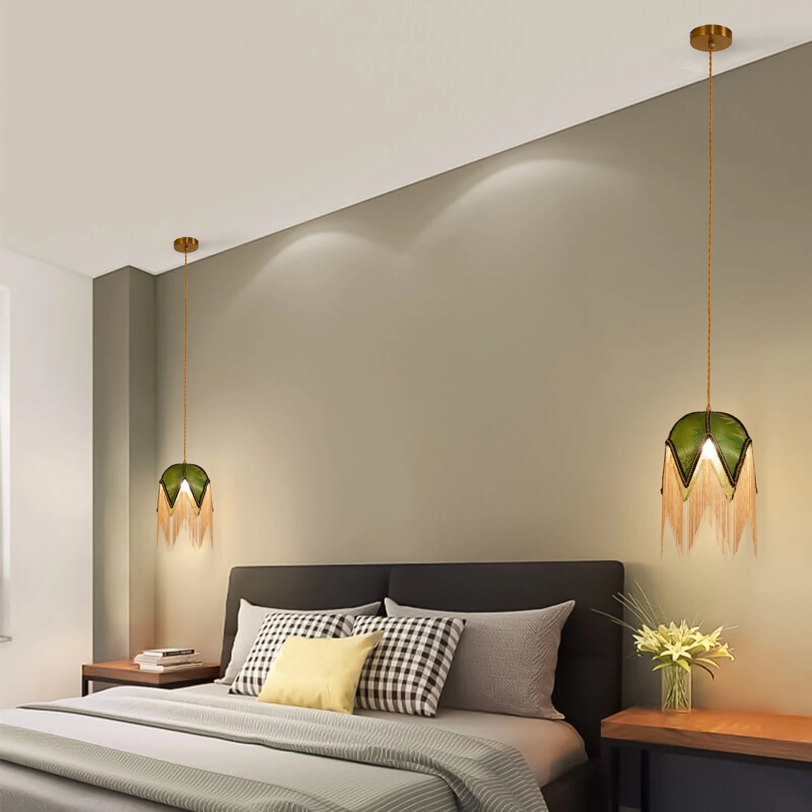 lustre nordique en tissu abat-jour design pour éclairage intérieur - vue 5 sur 8