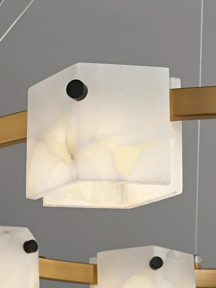 suspension minimaliste en marbre naturel avec éclairage led - vue 6 sur 11