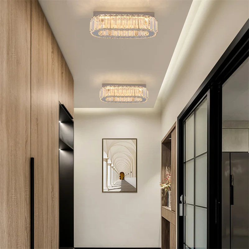 plafonnier ovale en cristal led pour décoration de cuisine - vue 3 sur 8